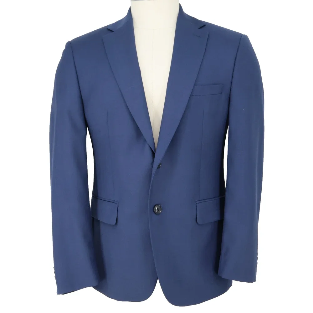 Calvin Klein Sport Coat Mens 42S Blue Wool Lined Blazer Jacket Preppy Career